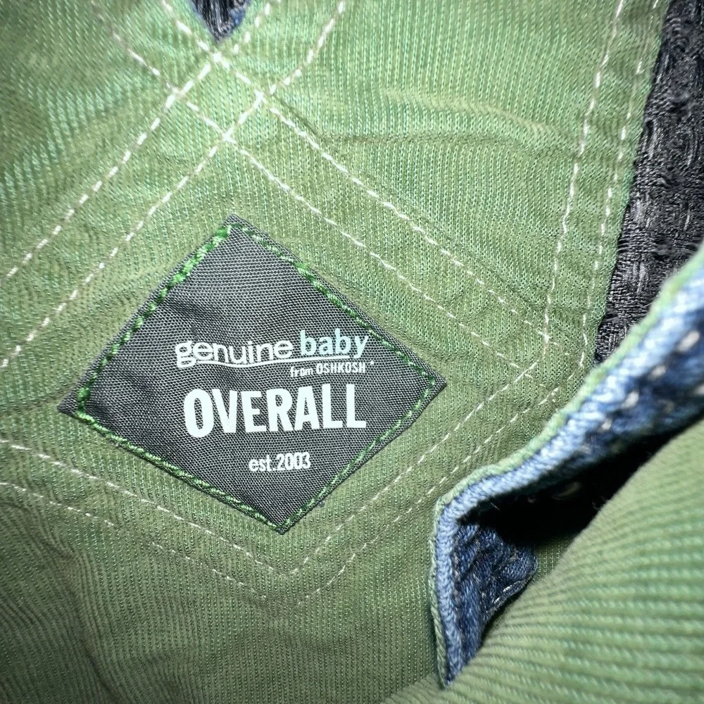 Oshkosh 3M Genuine Denim Bib Overall Baby Snap One Piece Blue Country Photo Prop